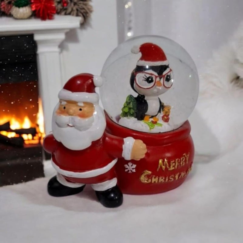كرة الماء لعيد الميلاد - زينة رأس السنة الجديدة - كرة الماء - سانتا واقفًا من البورسلين (البطريق)