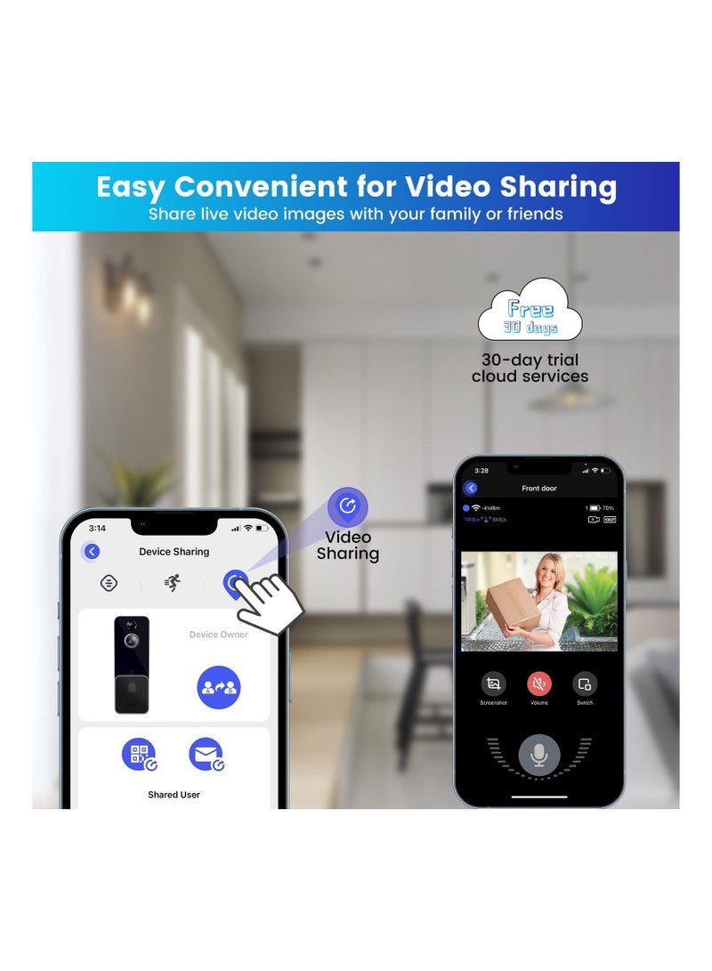 SYOSI Doorbell Camera Wireless, SYOSI WiFi Video Doorbell w/PIR Human Detection and App Alerts - 2-Way Audio, HD Night Vision, 155° Ultra Wide Angl, Compatible with iOS and Android - Image 5