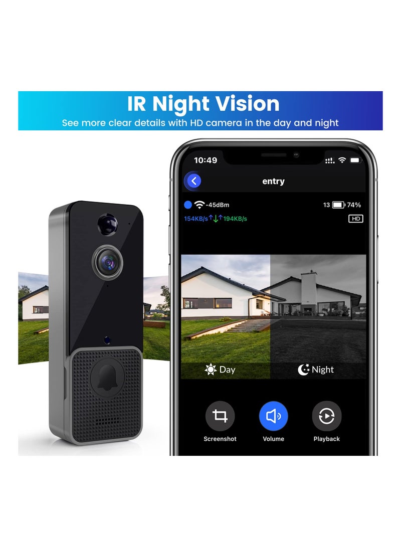 SYOSI Doorbell Camera Wireless, SYOSI WiFi Video Doorbell w/PIR Human Detection and App Alerts - 2-Way Audio, HD Night Vision, 155° Ultra Wide Angl, Compatible with iOS and Android - Image 4