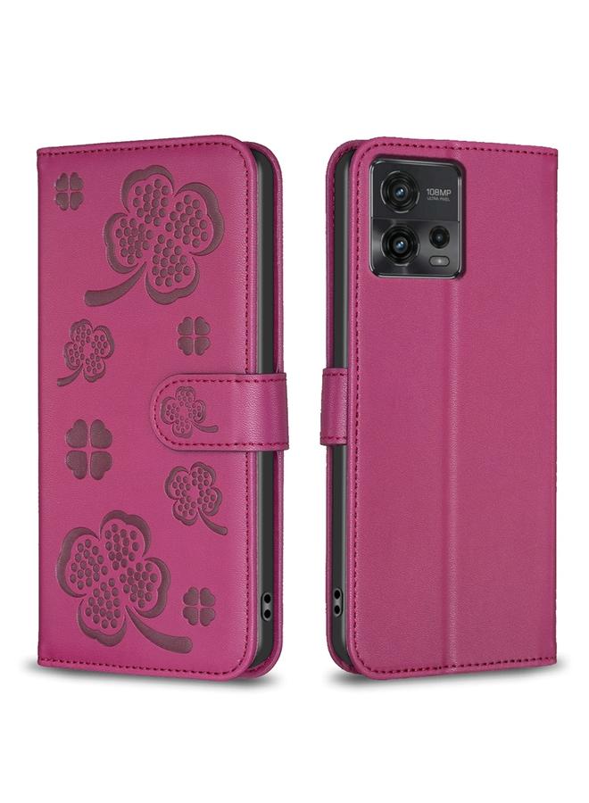 erorex Case For Motorola Moto G72 Four-leaf Embossed Leather Phone Case - Image 1