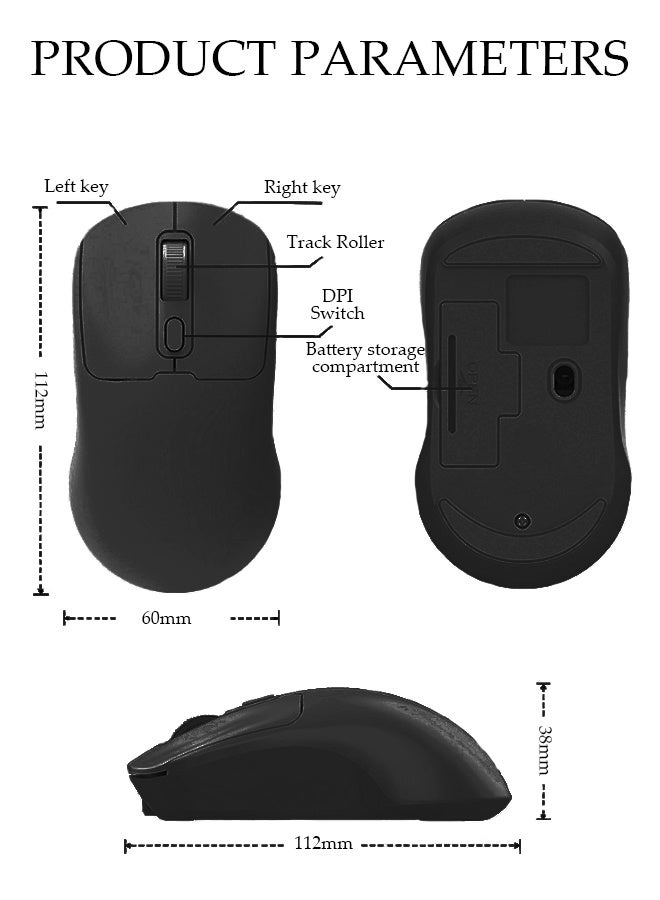 DUNISO Wireless Bluetooth Mouse, Slim Dual Mode (Bluetooth+ USB) 2.4GHz Rechargeable Silent Bluetooth Wireless Mouse, Ambidextrous Design,Up to 1600 DPI (Black) - Image 2