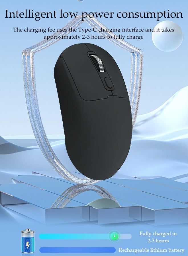 DUNISO Wireless Bluetooth Mouse, Slim Dual Mode (Bluetooth+ USB) 2.4GHz Rechargeable Silent Bluetooth Wireless Mouse, Ambidextrous Design,Up to 1600 DPI (Black) - Image 4