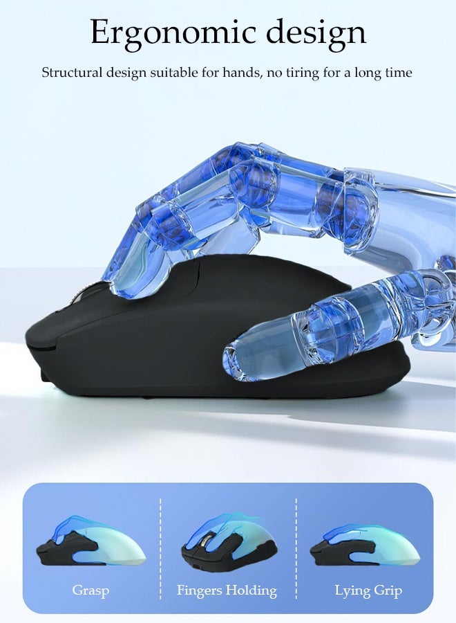 DUNISO Wireless Bluetooth Mouse, Slim Dual Mode (Bluetooth+ USB) 2.4GHz Rechargeable Silent Bluetooth Wireless Mouse, Ambidextrous Design,Up to 1600 DPI (Black) - Image 5