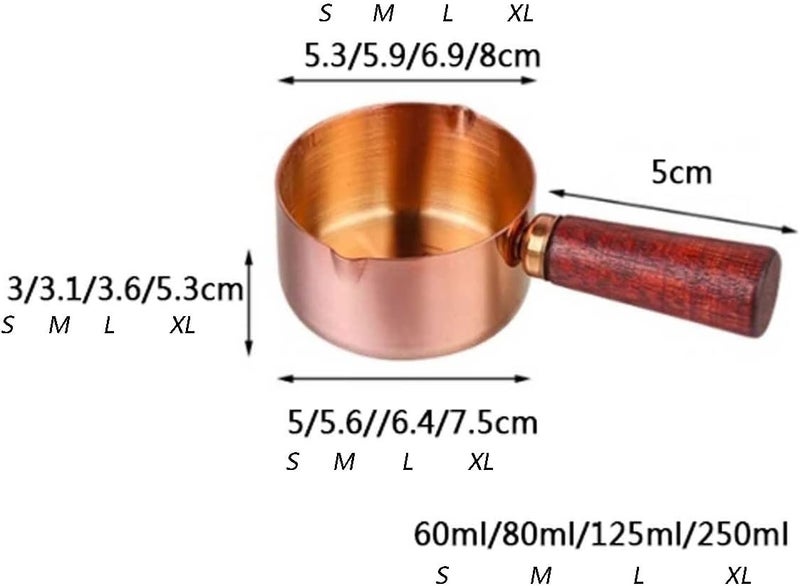 Gravy Boat Steak Sauce Cup with Handle Tomato Salad Dipping Saucer Wooden Handle Western Sauce Cup Stainless Steel Sauce Cups Gravy Jug(Large) - Image 2