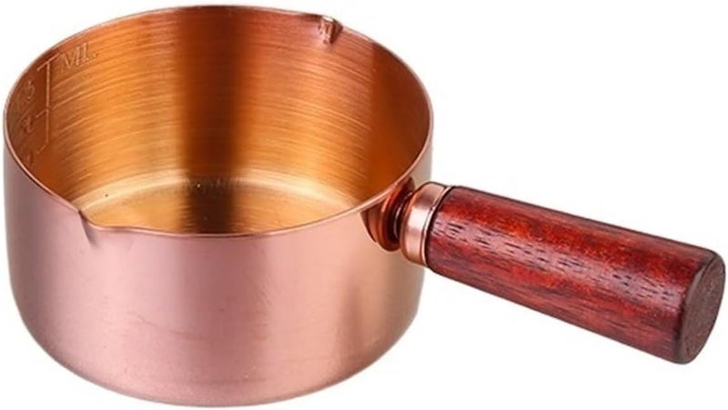 Gravy Boat Steak Sauce Cup with Handle Tomato Salad Dipping Saucer Wooden Handle Western Sauce Cup Stainless Steel Sauce Cups Gravy Jug(Large) - Image 1
