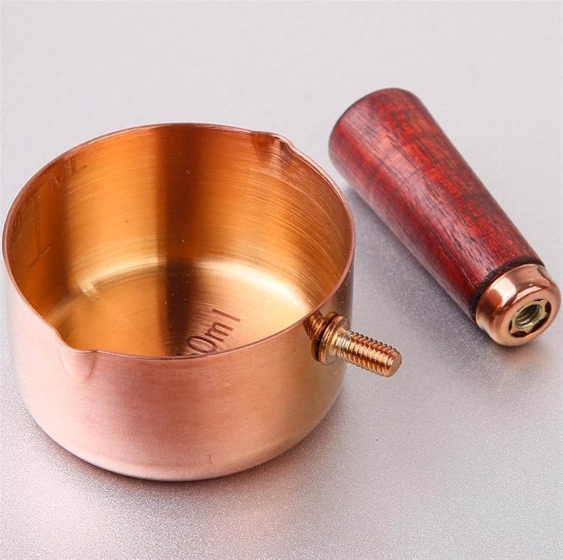Gravy Boat Steak Sauce Cup with Handle Tomato Salad Dipping Saucer Wooden Handle Western Sauce Cup Stainless Steel Sauce Cups Gravy Jug(Large) - Image 5