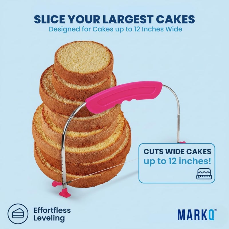 MARKQ Adjustable Cake Cutter Slicer – Stainless Steel Blade with Purple Ergonomic Handle – Precision Tool for Uniform Cake Layers – Suitable for Layered Cakes, Torting, and Decorating - Image 3