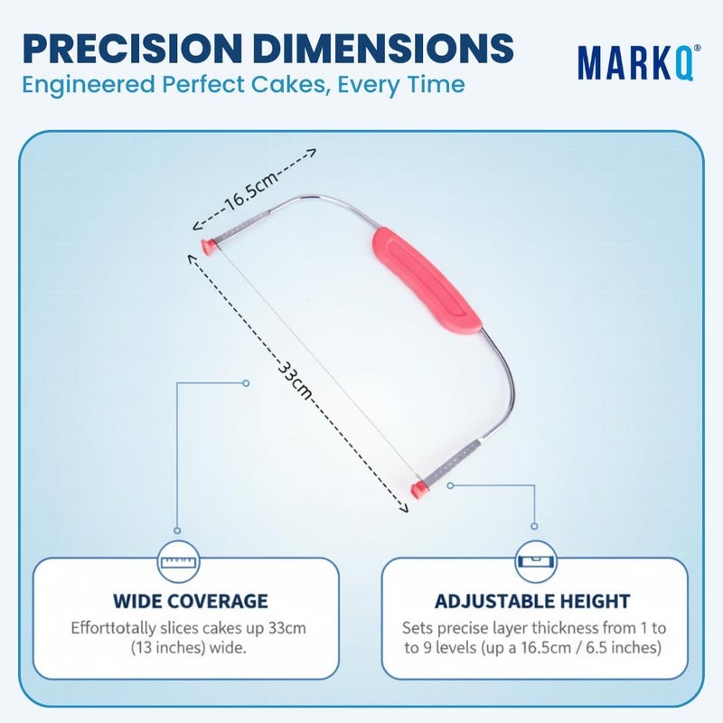 MARKQ Adjustable Cake Cutter Slicer – Stainless Steel Blade with Purple Ergonomic Handle – Precision Tool for Uniform Cake Layers – Suitable for Layered Cakes, Torting, and Decorating - Image 2