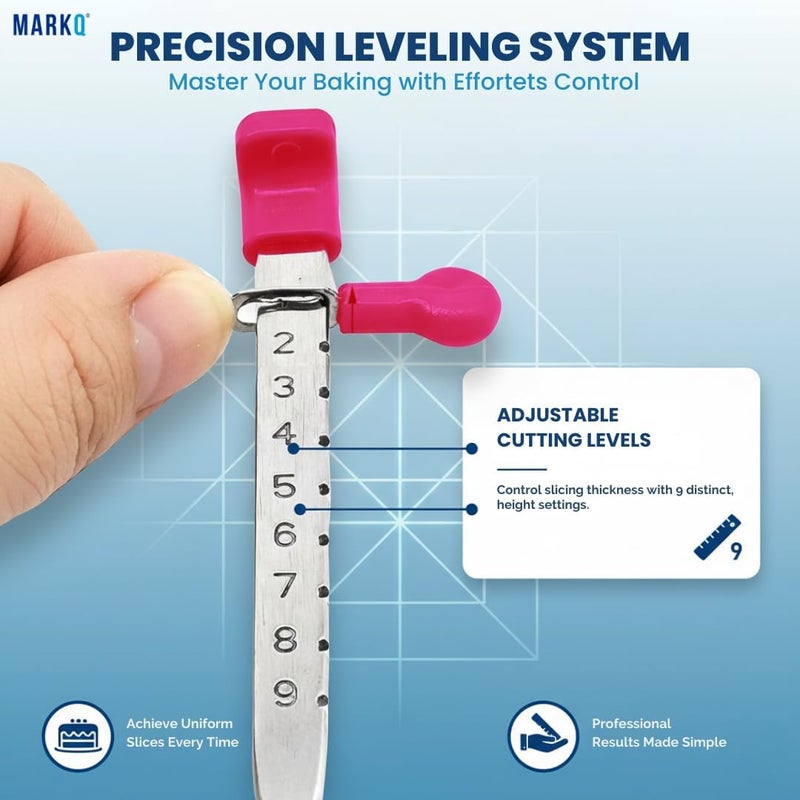 MARKQ Adjustable Cake Cutter Slicer – Stainless Steel Blade with Purple Ergonomic Handle – Precision Tool for Uniform Cake Layers – Suitable for Layered Cakes, Torting, and Decorating - Image 4