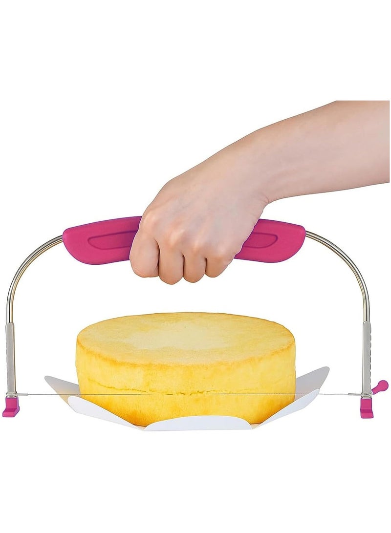 MARKQ Adjustable Cake Cutter Slicer – Stainless Steel Blade with Purple Ergonomic Handle – Precision Tool for Uniform Cake Layers – Suitable for Layered Cakes, Torting, and Decorating - Image 1