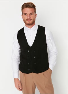 trendyol Black Slim Fit Double Breasted Buttoned Vest TMNAW21YE0014  - Image 3