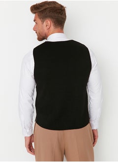 trendyol Black Slim Fit Double Breasted Buttoned Vest TMNAW21YE0014  - Image 5
