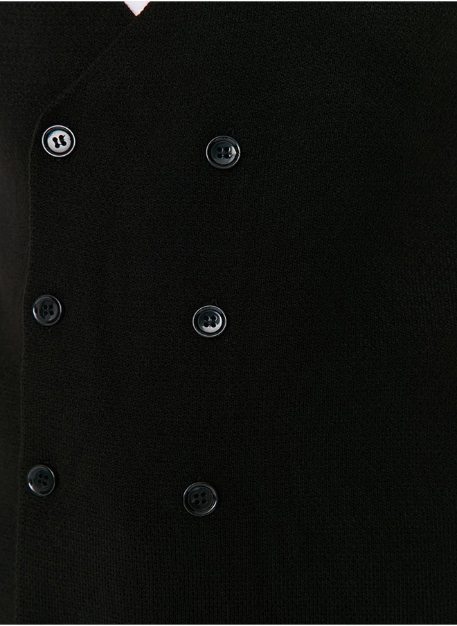 trendyol - Black Slim Fit Double Breasted Buttoned Vest TMNAW21YE0014 - Image 1