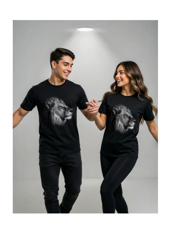 Dirty Lizard 1pc Unisex black t-shirt with animal print 100% cotton 6 - Image 1