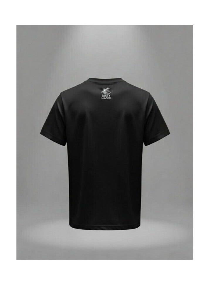 Dirty Lizard 1pc Unisex black t-shirt with animal print 100% cotton 6 - Image 2