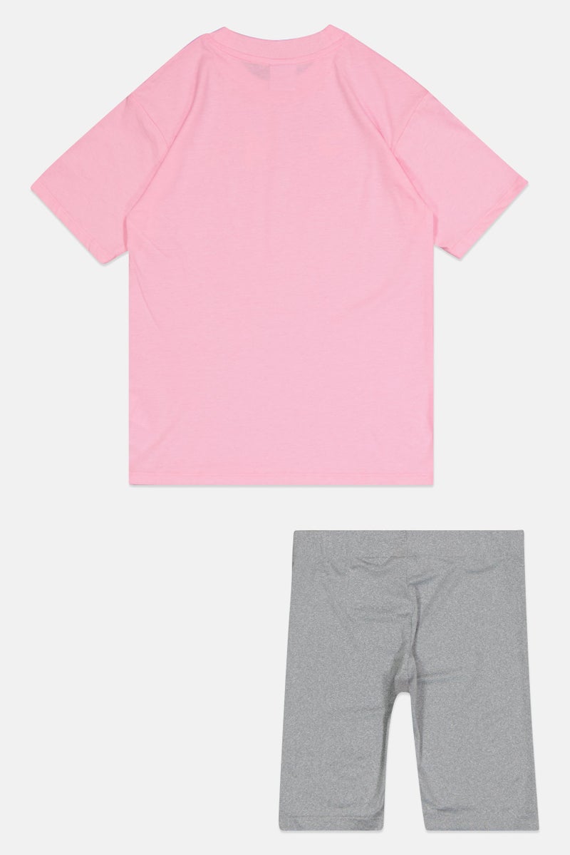 PUMA Kids Girl 2 Pcs Sportswear Fit Short Sleeve Top And Bottom Outdoor Set, Multicolor - Image 2