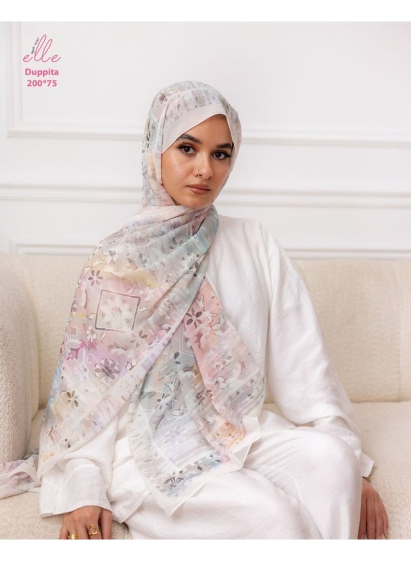 Luxury Digital Duppata Islamic Hijab Scarf for Women – Elegant Veil for Occasions & Daily Wear | Size 200 × 75 cm