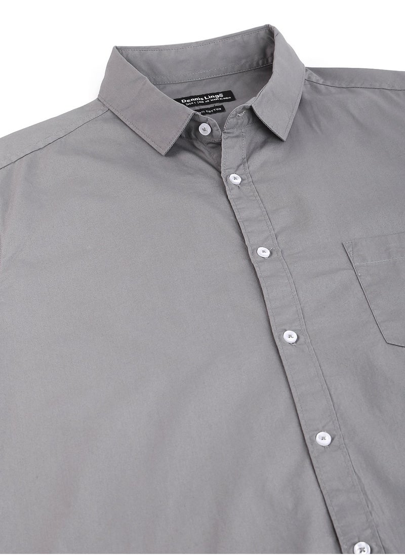 Dennis Lingo Men's Slim Fit Slate Grey Casual Cotton Spread Shirt  - Image 2