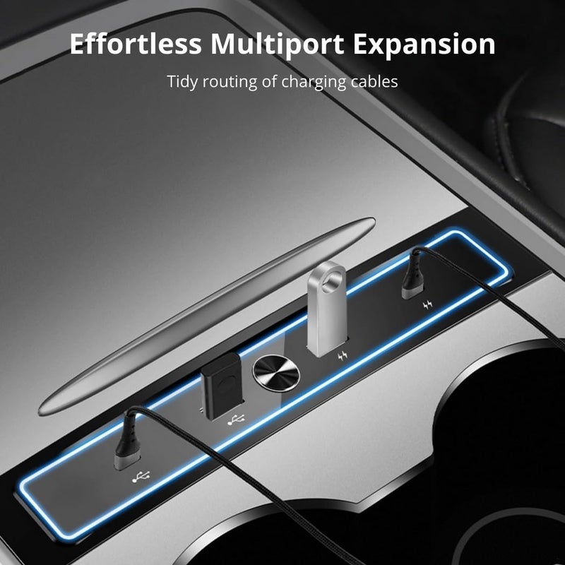4 منفذ USB محور شاحن سيارة مركز نقل بيانات وحدة التحكم محول لـ Model Y 3 - Image 5