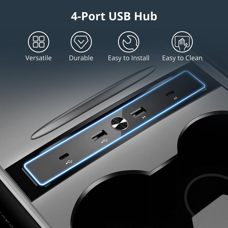 4 منفذ USB محور شاحن سيارة مركز نقل بيانات وحدة التحكم محول لـ Model Y 3 - Image 3