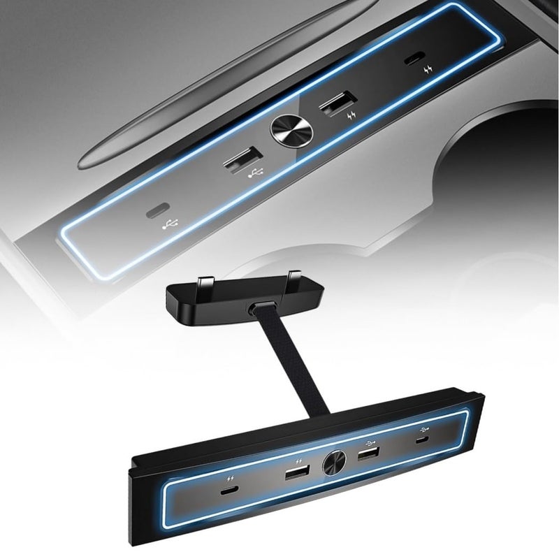 4 منفذ USB محور شاحن سيارة مركز نقل بيانات وحدة التحكم محول لـ Model Y 3 - Image 2