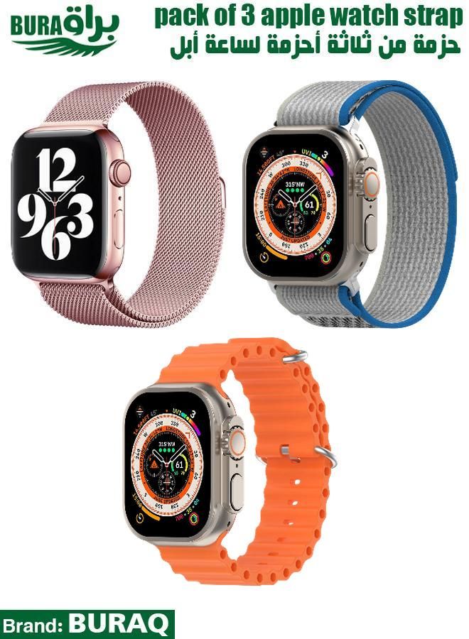 BURAQ Apple Watch Band Strap For Apple Watch Ultra 2/Ultra 49mm, Series 10 46mm, 9/8/7 45mm, SE2/SE/6/5/4 44mm, 3/2/1 42mm 