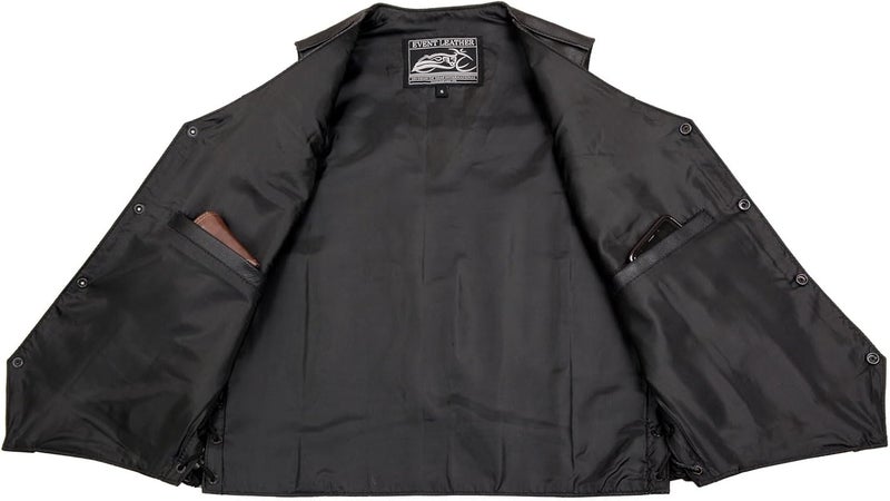 Event Leather EL5315 Black Motorcycle Leather Vest for Men with Side Lace - 6X-Large - Image 5