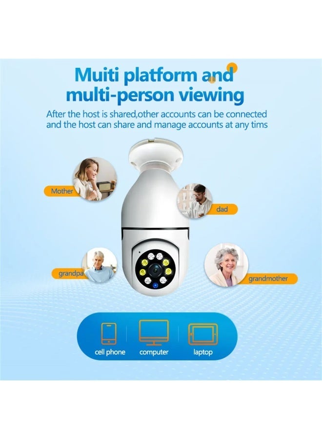 كروني كاميرا مراقبة ذكية 4K على شكل لمبة E27، واي فاي، رؤية ليلية ملونة وتتبع ذكي للحركة مع صوت ثنائي الاتجاه - Image 4