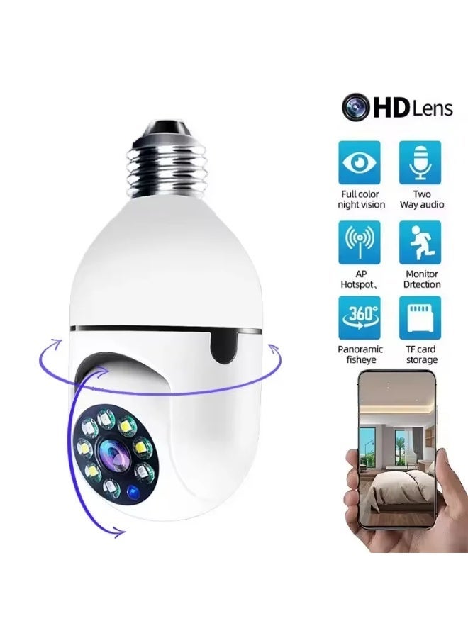كروني كاميرا مراقبة ذكية 4K على شكل لمبة E27، واي فاي، رؤية ليلية ملونة وتتبع ذكي للحركة مع صوت ثنائي الاتجاه - Image 5