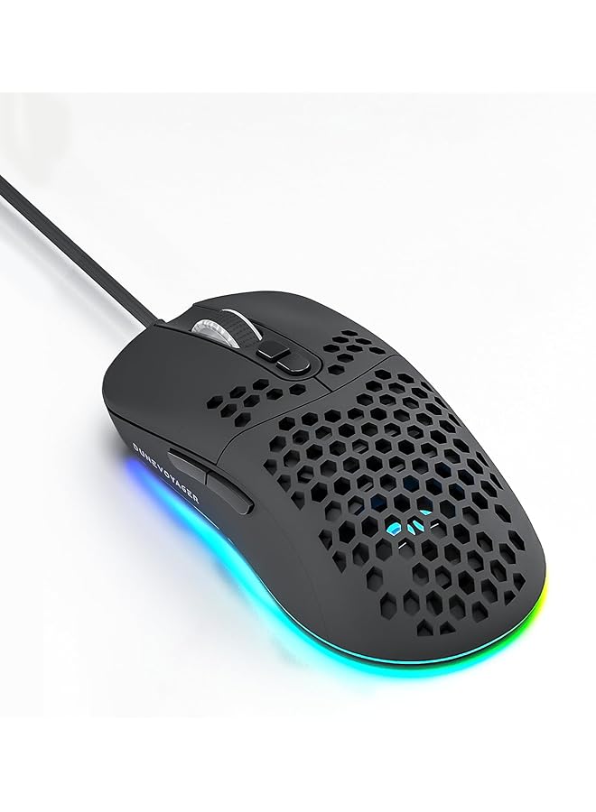 DuneVoyager Dune Voyager Usb Gaming Mouse Honeycomb Design 1 12800 Dpi Adjustable Rgb Lighting 7 Programmable Buttons Ergonomic Design 30 Million Click Lifespan For Pc And Mac Sports Gaming Mouse (Black) - Image 1