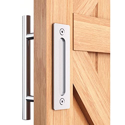 EaseLife 12" Stainless Steel Sliding Barn Door Handles and Pulls Flush Hardware Set, Double Sided, Brushed Finish, Easy Install - Image 1