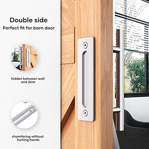 EaseLife 12" Stainless Steel Sliding Barn Door Handles and Pulls Flush Hardware Set, Double Sided, Brushed Finish, Easy Install - Image 3