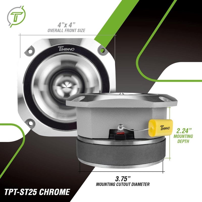 Timpano Super Tweeter 4 Inch TPT-ST25 Chrome - 900 Watts Max, 8 Ohm, High Sensitivity Bullet Tweeters for Pro Audio (Pair) - Image 4