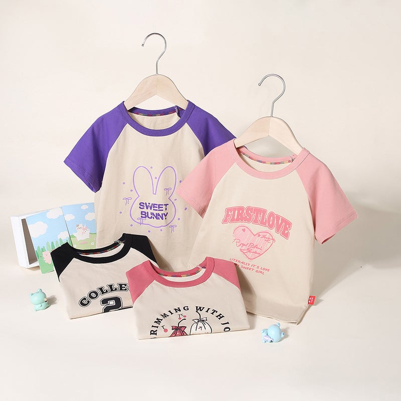 Girls Short-Sleeved T-Shirt Summer Wear Casual Korean Style Girls Loose Outer Wear Cartoon Printed Short Top - Image 4