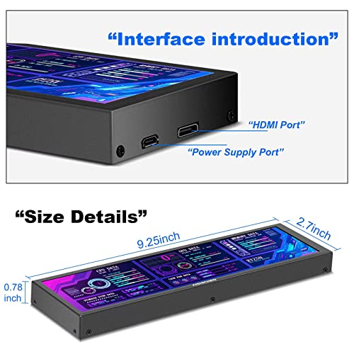 AISHICHEN 8.8 Inch PC Temperature Display, PC Sensor Panel Display, Computer Temp Monitor, IPS USB Mini Screen, AIDA64 CPU RAM DataTemperature Monitor for ARGB Computer Case Secondary Screen - Image 4