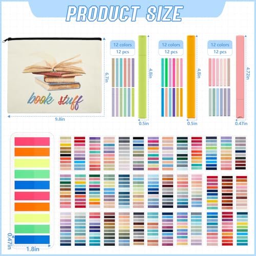 Gilprop Book Annotation Kit with 8000 Pcs Transparent Sticky Tabs Sticky Notes 36 Aesthetic Highlighters Canvas Bag for Bible Study Book Lover Gift Office Annotating Christmas Supplies - Image 3