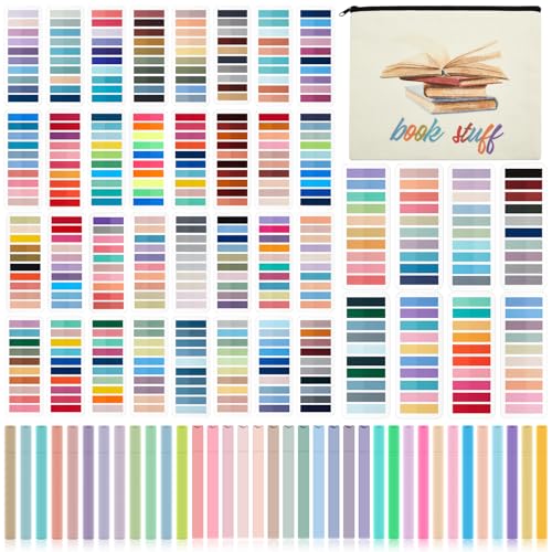 Gilprop Book Annotation Kit with 8000 Pcs Transparent Sticky Tabs Sticky Notes 36 Aesthetic Highlighters Canvas Bag for Bible Study Book Lover Gift Office Annotating Christmas Supplies - Image 1