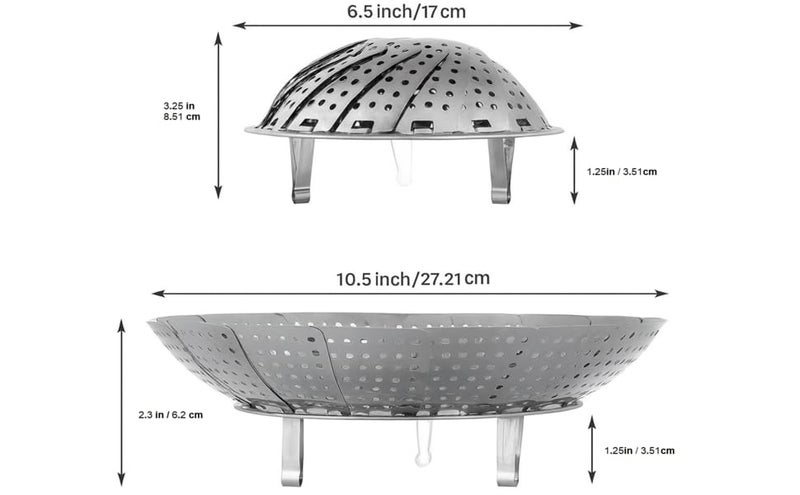 PDSPM Vegetable Steamer Basket, Premium Stainless Steel Veggie Steamer Basket - Folding Expandable Steamers to Fits Various Size Pot (Round_6.9in) - Image 2