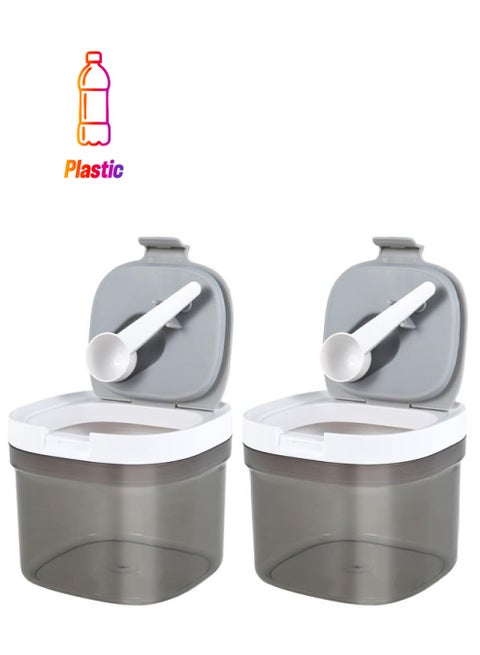 حاويات تخزين طعام محكمة الغلق، حاوية تخزين قهوة متعددة الأغراض محكمة الغلق وقابلة للتكديس مع ملعقة، حاويات حبوب بلاستيكية بأغطية سهلة القفل لتخزين مخزن المطبخ (800 مل * 2)