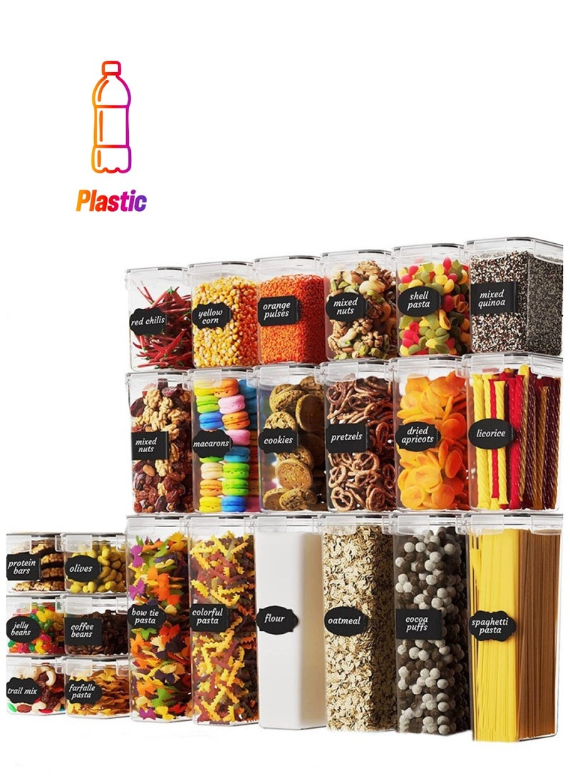 24PCS Airtight Food Storage Set – Leak-Proof BPA-Free Containers with Lids, Pantry Organizer for Cereal, Rice, Flour, Sugar + Labels & Marker!  - Image 1