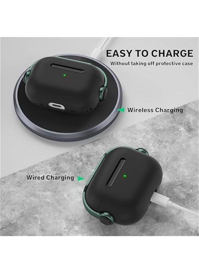 Generic - for AirPods 4 Case, Cpatible with AirPods 4th Generation Case (2024) (USB-C)， Music Creative Headset Earphone Protective Case with Secure Lock & Keychain, Green - Image 1