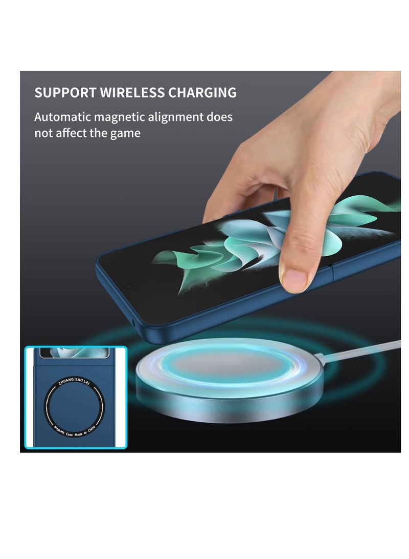 Excefore جراب لهاتف Samsung Galaxy Z Flip5، جراب هاتف رفيع ومضاد للصدمات وكامل الجسم لهاتف Samsung Z Flip 5، متوافق مع شاحن MagSafe اللاسلكي، لهاتف Samsung Galaxy Z Flip 5 5G CX (أزرق) - Image 5