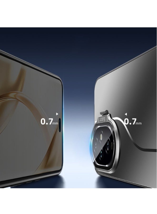 غطاء هاتف مناسب لهاتف Honor 200، غطاء شامل للعدسة مع حامل غير مرئي، مزود بإطار عدسة معدني وحامل مدمج. - Image 3