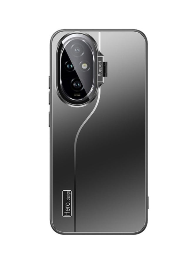 غطاء هاتف مناسب لهاتف Honor 200، غطاء شامل للعدسة مع حامل غير مرئي، مزود بإطار عدسة معدني وحامل مدمج. - Image 1