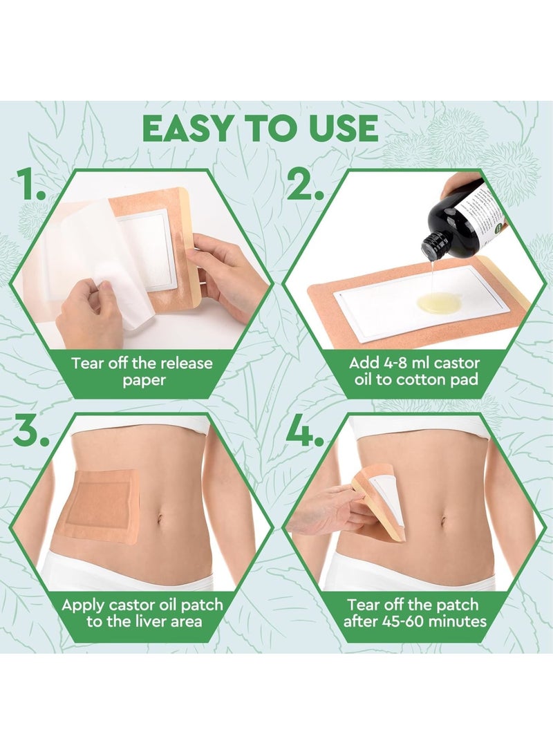 Zikra Castor Oil Pack Wrap, 20 Pcs Castor Oil Organic Cotton Pack Wrap, No Washing Self Adhesive, Anti Massage Oil Leak, High Absorbent, Organic Cotton Flannel, Design for Women Men - Image 5