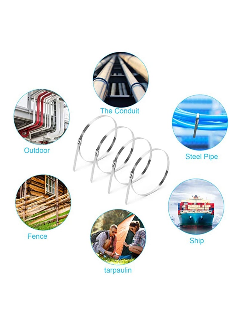 Zikra 304 Stainless Steel, Strong and Durable Metal Cable Zip Ties, Multi-purpose Heavy Duty Self-locking Cable Tie - Image 2