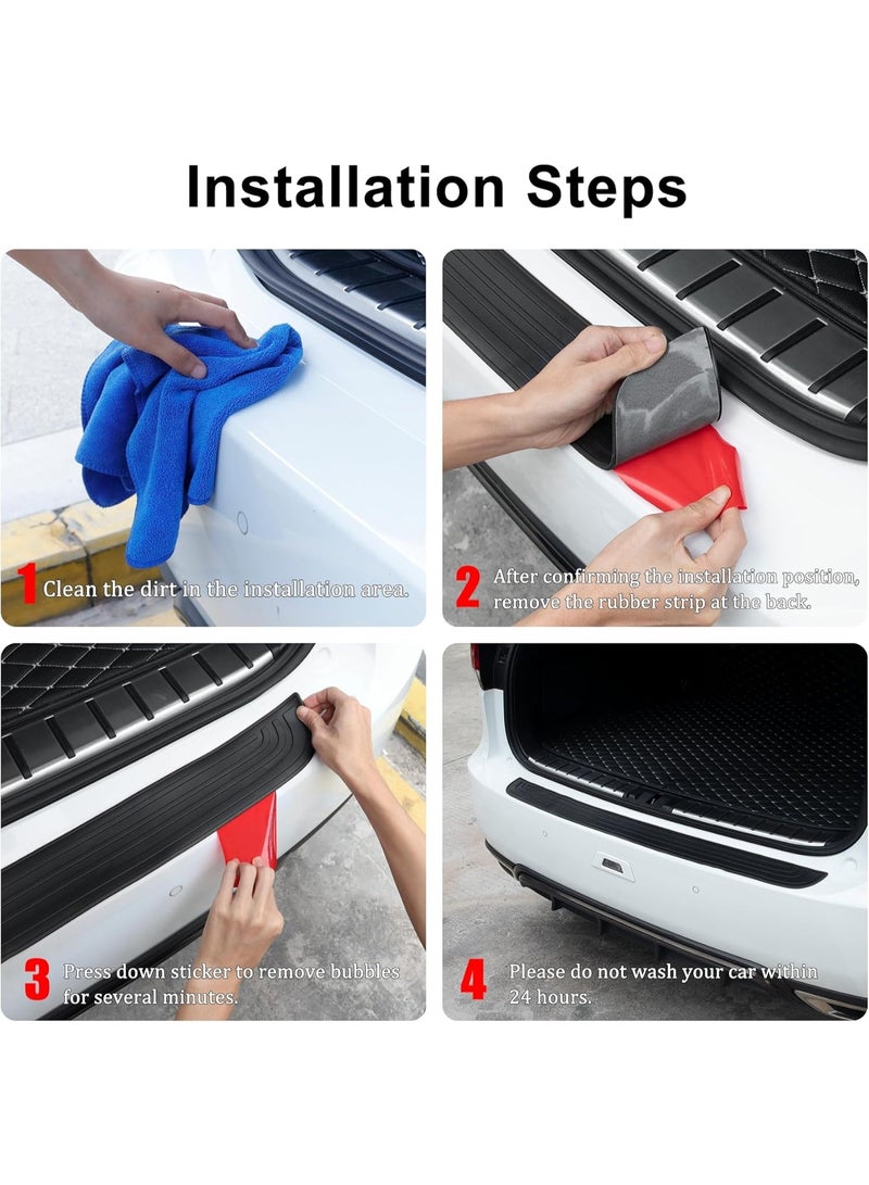 Car Rear Bumper Protector, 41inch x3.5inch Car/SUV Universal Rubber Anti-Scratch Trunk Exterior Accessories（Black） - Image 4