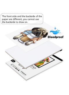 Bianyo Xl Bleedproof Marker Paper Pad A3(11.69"X16.54") 50 Sheets 18 Lb / 70 Gsm Glue Bound 100% Cotton White Ideal For Use With Markers And Ink Mediums  - Image 3