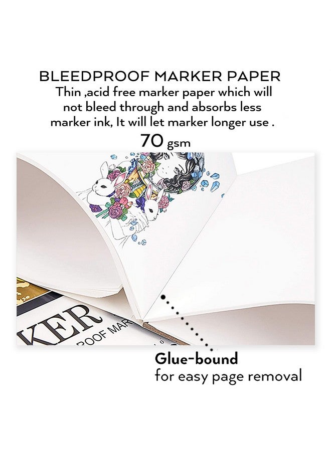 Bianyo Xl Bleedproof Marker Paper Pad A3(11.69"X16.54") 50 Sheets 18 Lb / 70 Gsm Glue Bound 100% Cotton White Ideal For Use With Markers And Ink Mediums - Image 2
