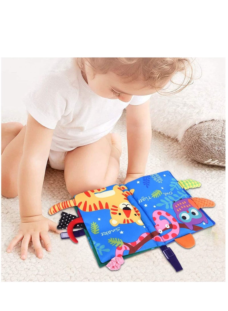 NIBEMINENT Baby Cloth Book Soft Toys Books Touch and Feel Crinkle for Babies Infants Toddler Early Development Interactive Fabric Boys Girls Jungle Tails - Image 4